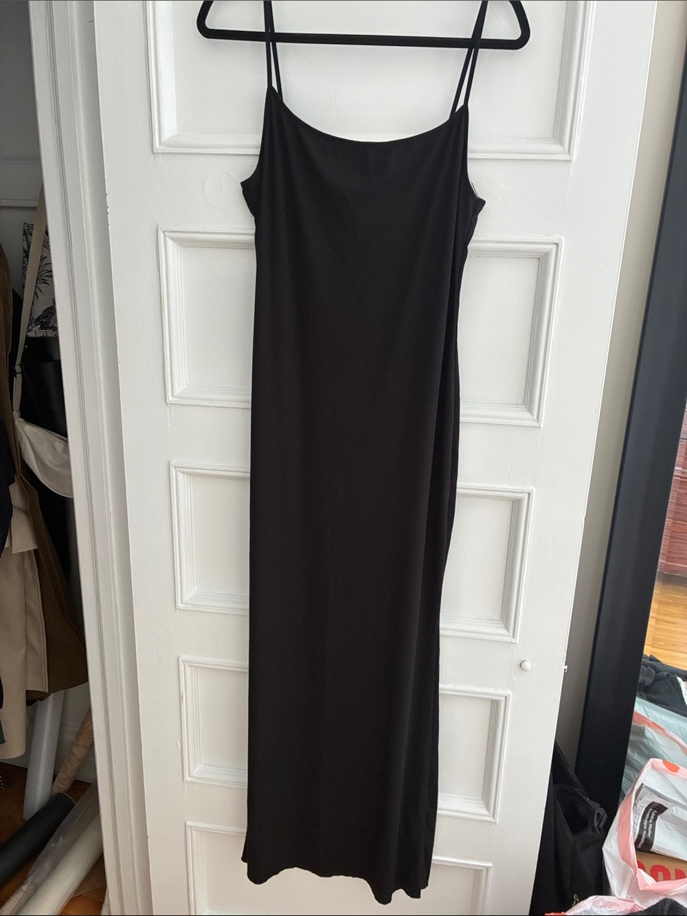 H&M Black Maxi minimalist chic Dress with Thin Straps